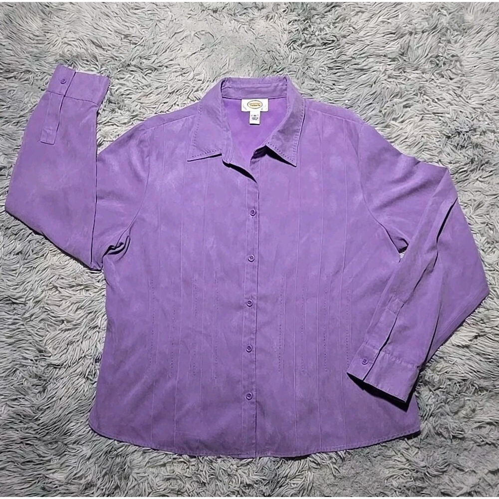 VTG Talbots Women's Faux Suede Shacket Top Size XL Western Indie Purple